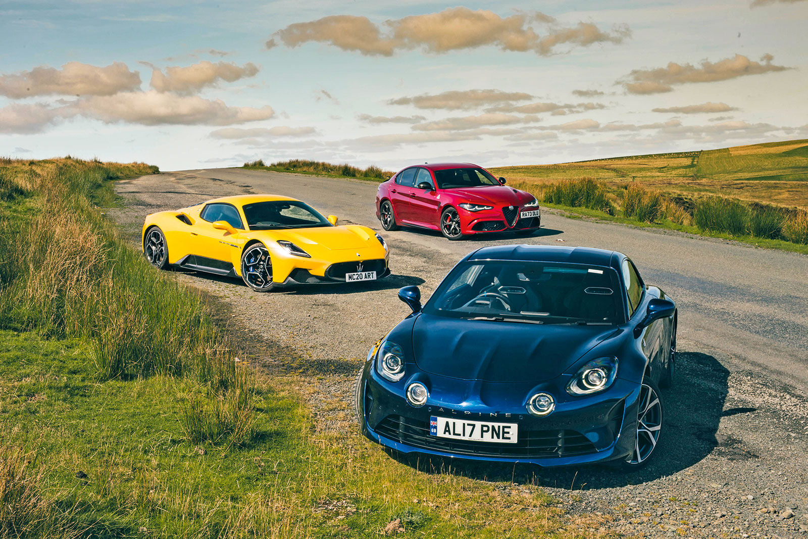 Best real-world sports cars face off: MC20, Giulia QV, A110