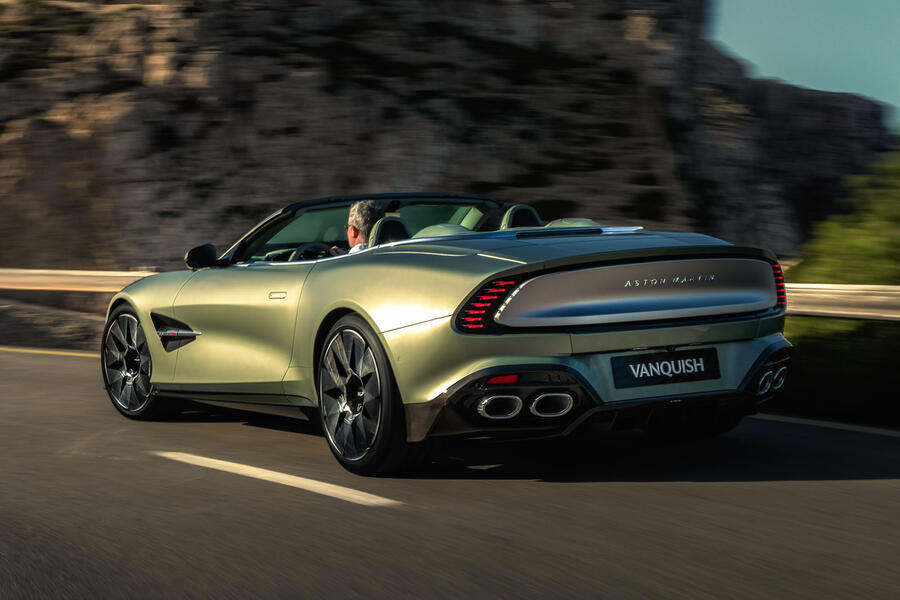 Aston Martin Vanquish Volante rear quarter tracking