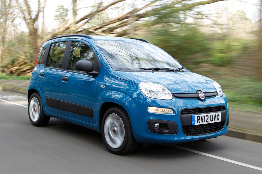 Blue 2012 Fiat Panda front quarter tracking