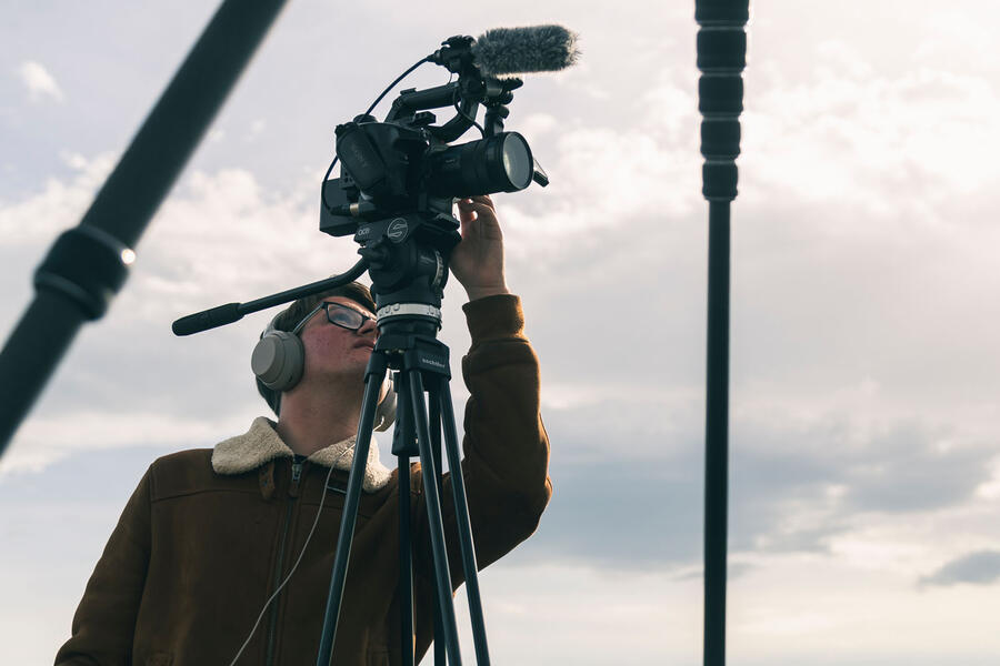 Autocar Photographer Jack Harrison sets up a video camera