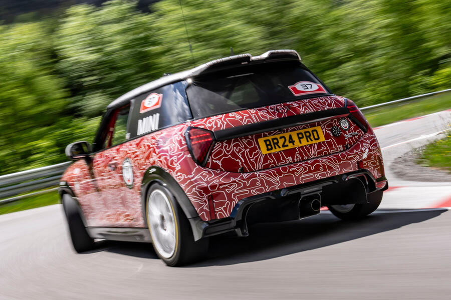 Mini John Cooper Works race car cornering â€“ rear quarter