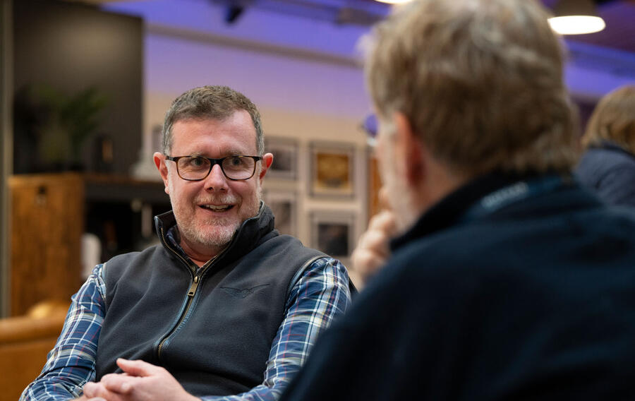 Matthew Hole (l) talking to Steve Cropley (r)