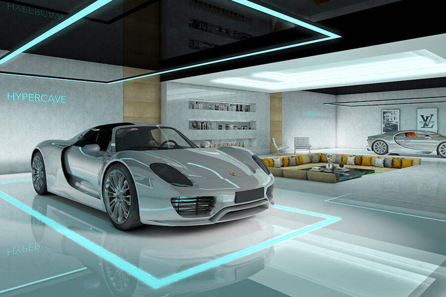 porsche in a cgi garage