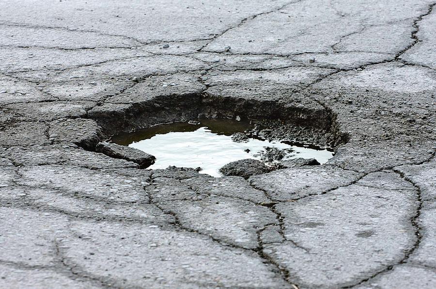 Pothole in road