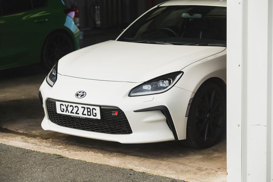 Toyota GR86 parked in garage