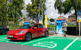 Tesla Model 3 at Osprey charger 2022