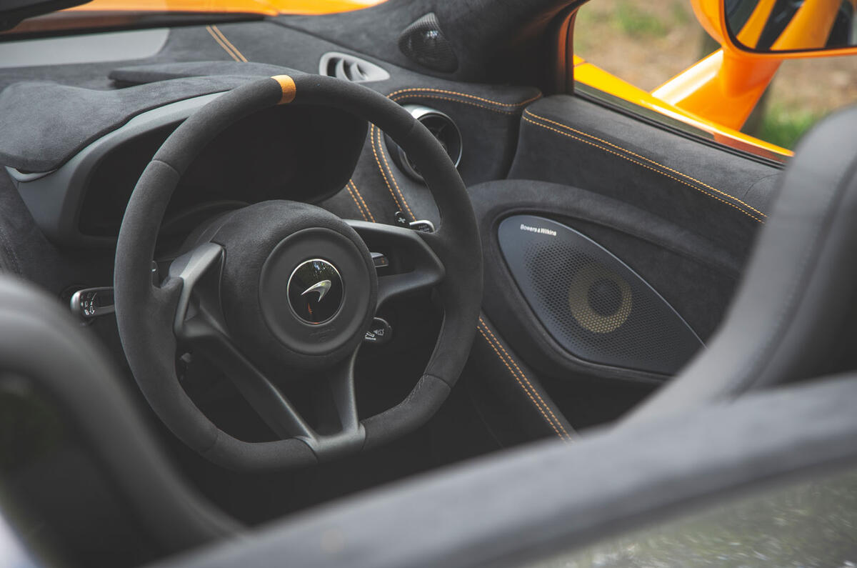 McLaren 600LT Spider 2019 road test review - steering wheel