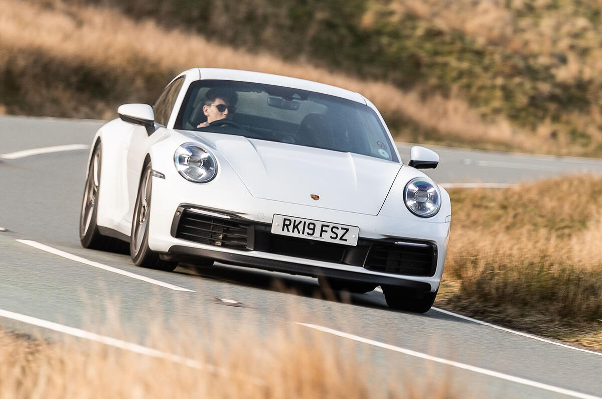 Porsche 911 Carrera S 2019 road test review - cornering front