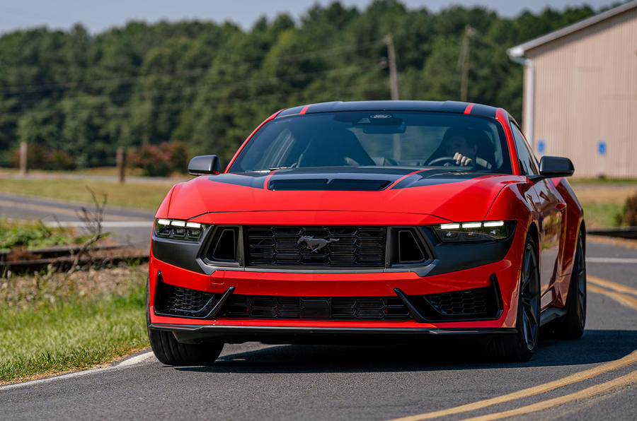 ford mustang dark horse review 202301 cornering front