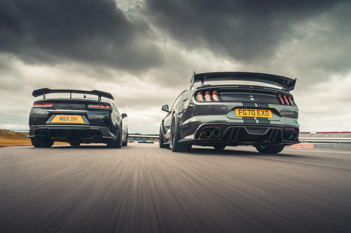 Camaro ZL1 vs Sutton Mustang: 1600bhp mega-muscle showdown | Autocar