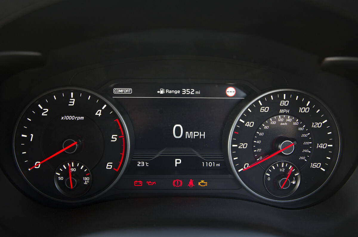 Kia Stinger 2.2 CRDi 2018 UK review instrument cluster