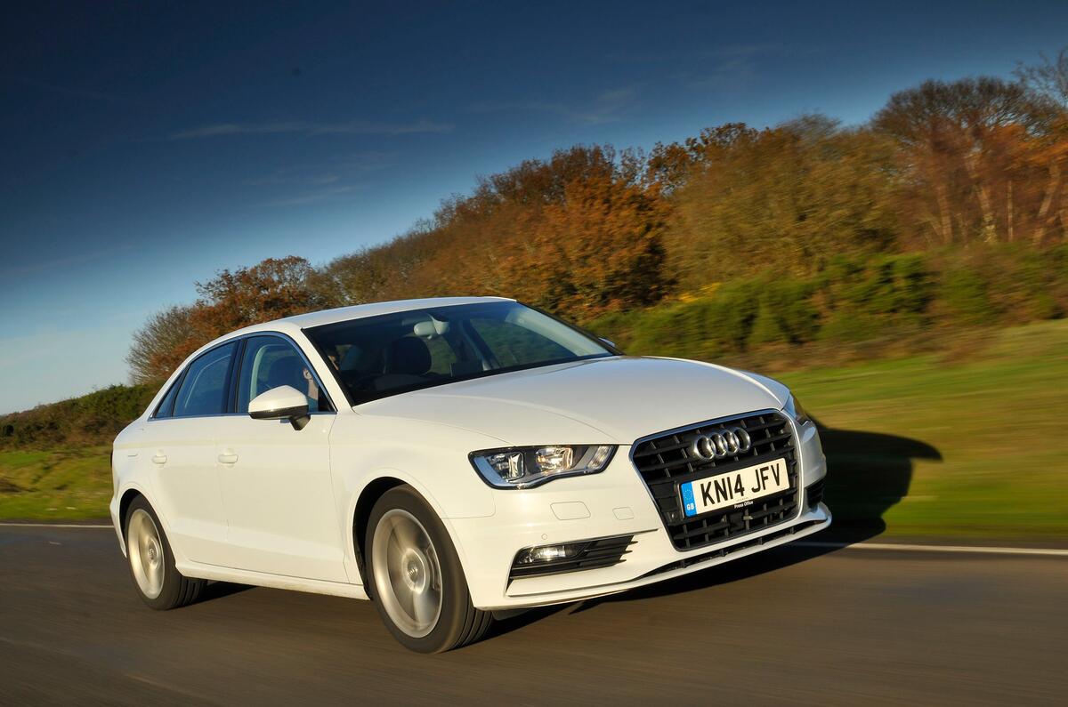 Audi A3 saloon front three quarter tracking