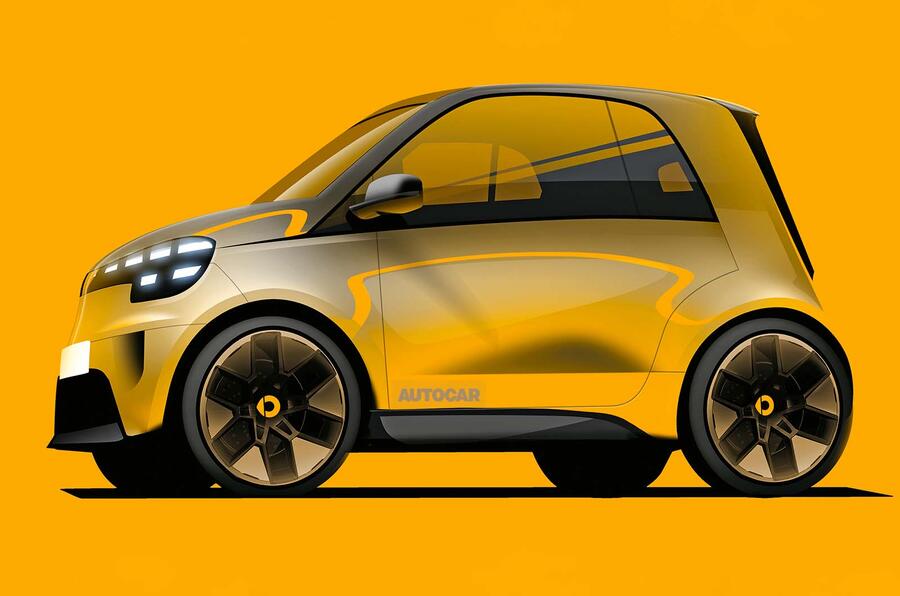 Smart fortwo eléctrico con tres cuartos delanteros