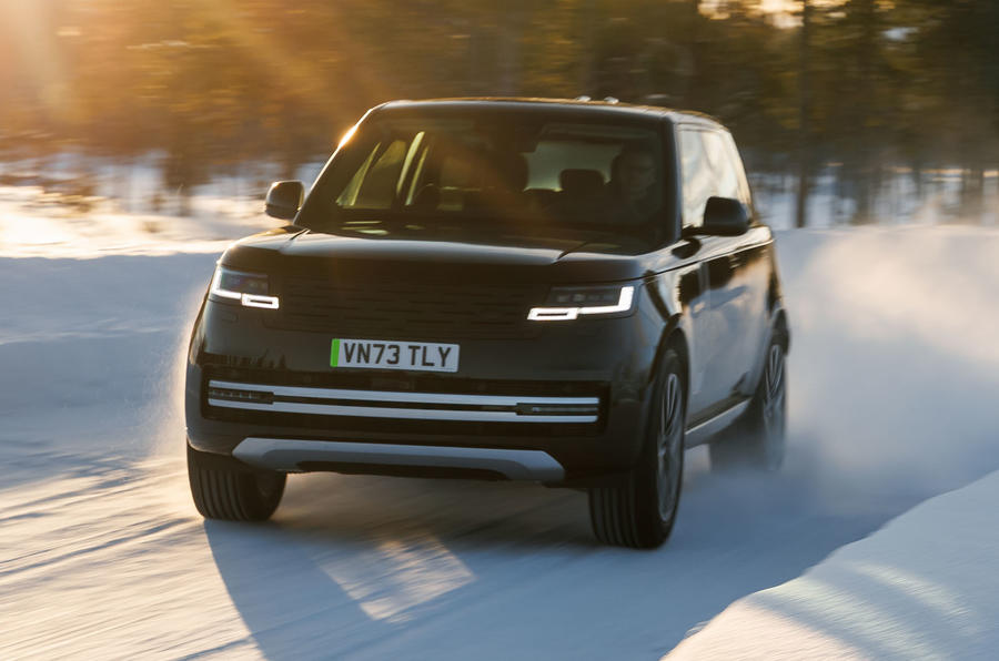 Range Rover Electric prototype winter testing front