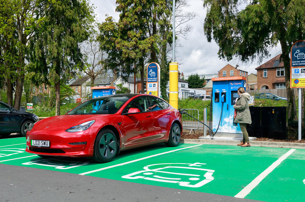 Tesla Model 3 at Osprey charger 2022