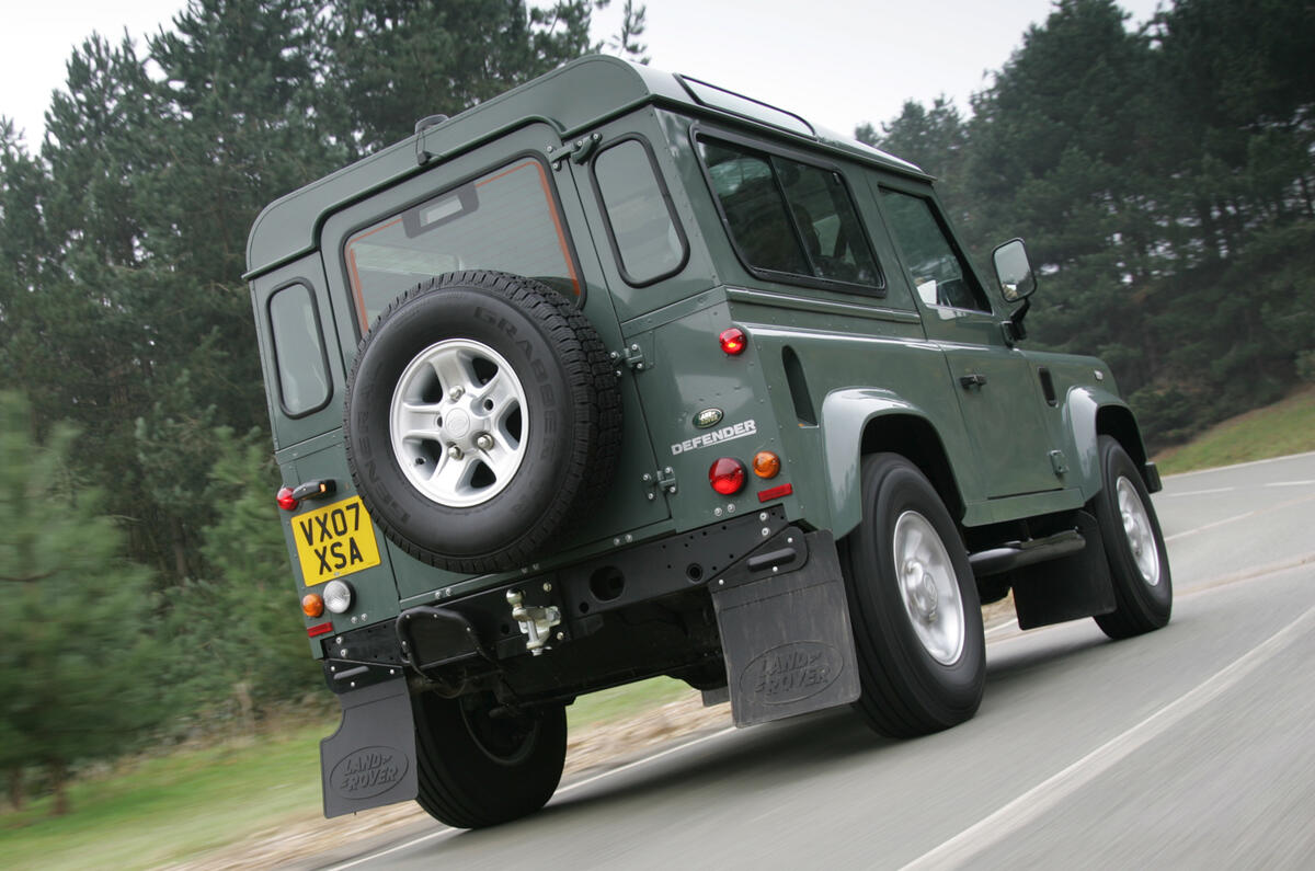 land rover defender rear view